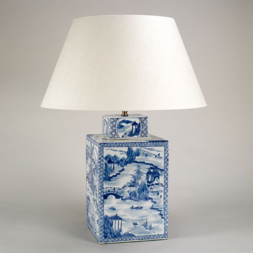 Фото №1 - Table Lamp Square vase Blue and White(2S117871)