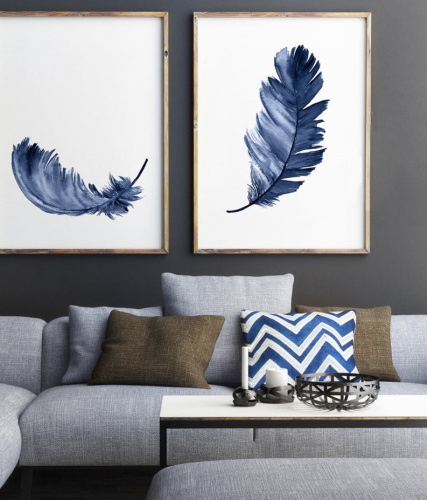 Фото №3 - A couple of paintings "Blue Feathers"(CART_010)