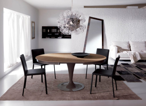 Фото №3 - Sliding Round Dining Table Eclipse with Wooden Table top(T315)