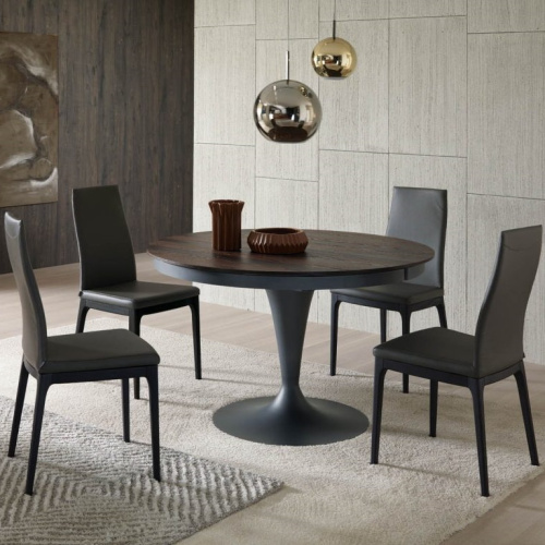 Фото №1 - Sliding Round Dining Table Eclipse with Wooden Table top(T315)