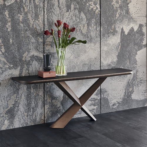 Фото №4 - Console with wooden table top and metal finish Terminal(TERMINALWOODC)