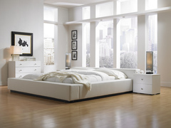 The interior of a white bedroom in different styles
